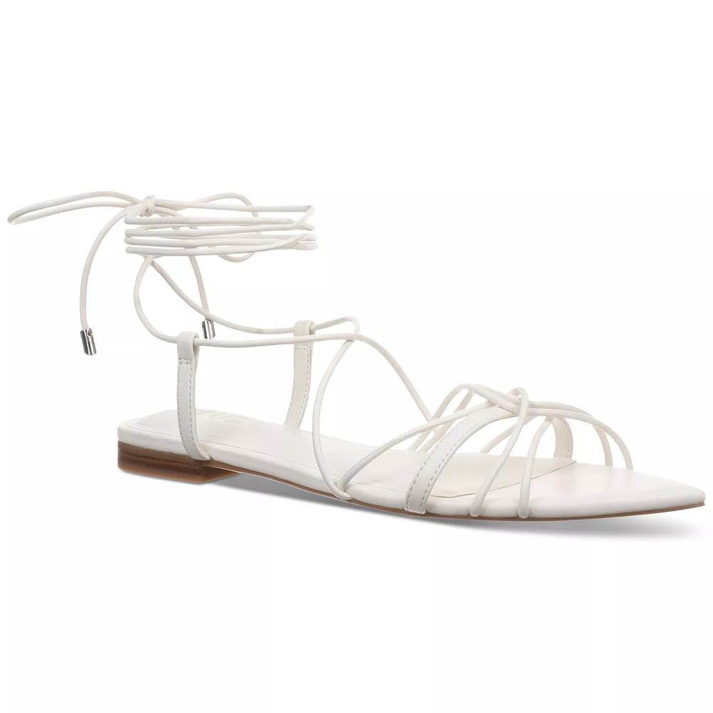 INC INTL Concepts Women Ankle Wrap Flat Sandals Kharmaa Size US 7.5M White